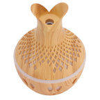 300ml Wood Grain Humidifier USB Powered Aroma Diffuser Humidifier with Ambient Night Light 2 Petal Hollow Shape