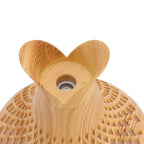 300ml Wood Grain Humidifier USB Powered Aroma Diffuser Humidifier with Ambient Night Light 2 Petal Hollow Shape