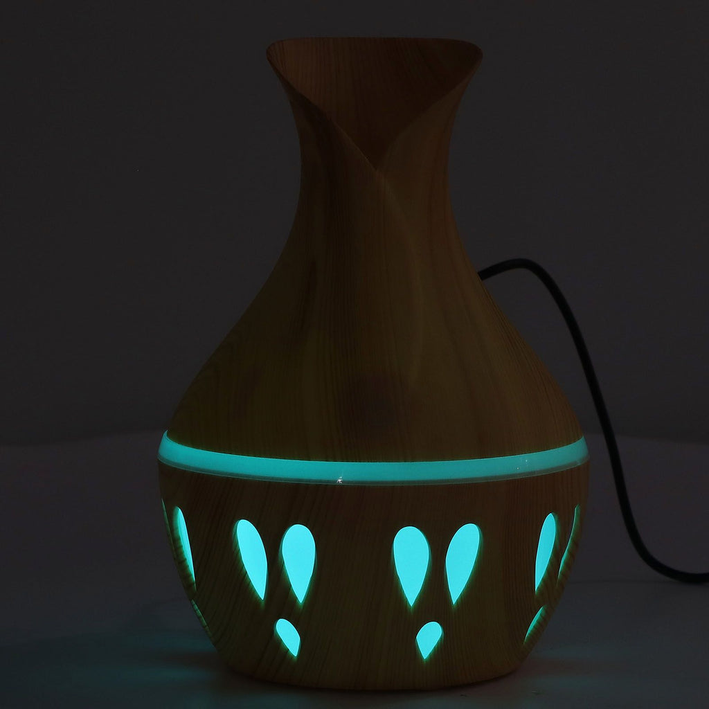 300ml Essential Oil Diffuser Wood Grain USB Powered 7 Colors LED Low Noise Mist Humidifier for Bedroom Office