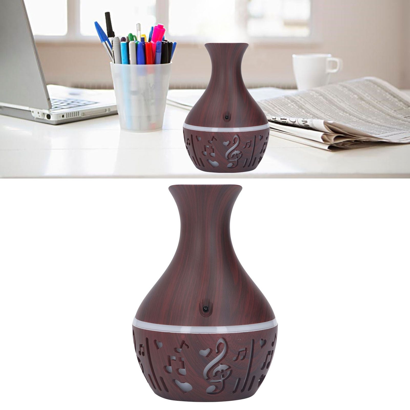 Aromatherapy Diffuser 300ml USB Powered Wood Grain Ultra Quiet LED Night Light Desk Humidifier for Home Office Hotel