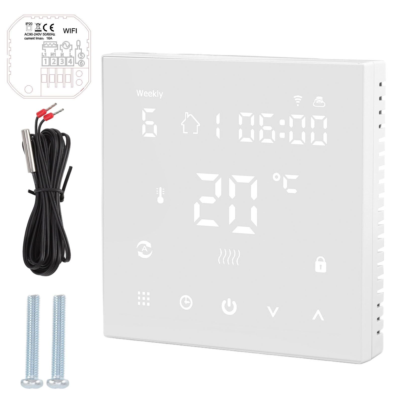 Smart Thermostat Touch Screen WiFi Timing Switch Mobile Phone Control Digital Display Thermostat 90‑240V