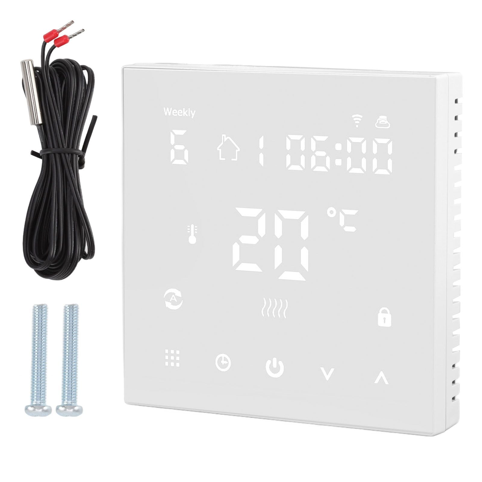 WiFi Thermostat Digital Touch Screen APP Voice Control Smart Thermostat with Auto Calibration for Floor Heating 90‑240V