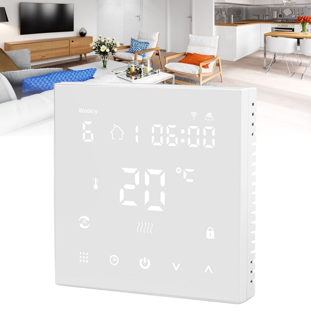 WiFi Thermostat Digital Touch Screen APP Voice Control Smart Thermostat with Auto Calibration for Floor Heating 90‑240V