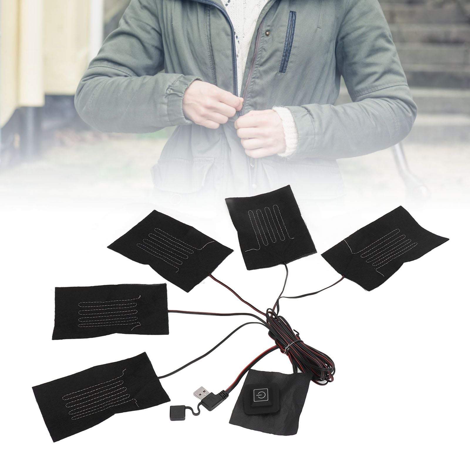 5 in 1 Electric Vest Cloth Heat Pad 3 Gears Temperature Adjustable USB Heating Pad Waterproof Composite Fiber Heater Pad