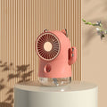 Misting Desk Fan Fortune Cat Shape Multifunction Nano Spray 3 Speeds Small Cooling Misting Fan for Home Office Travel Pink
