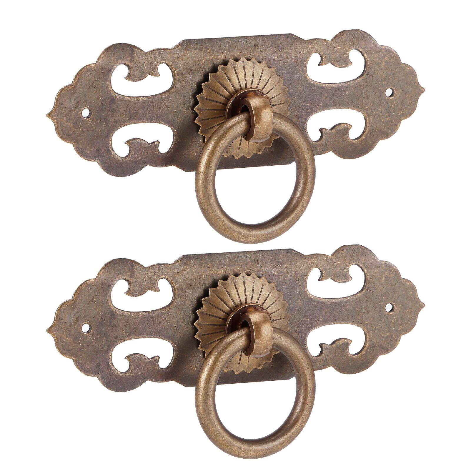 2 Sets 90mm Drawer Horizontal Handle Copper Antique Hollow Cabinet Handle Pull Furniture Parts