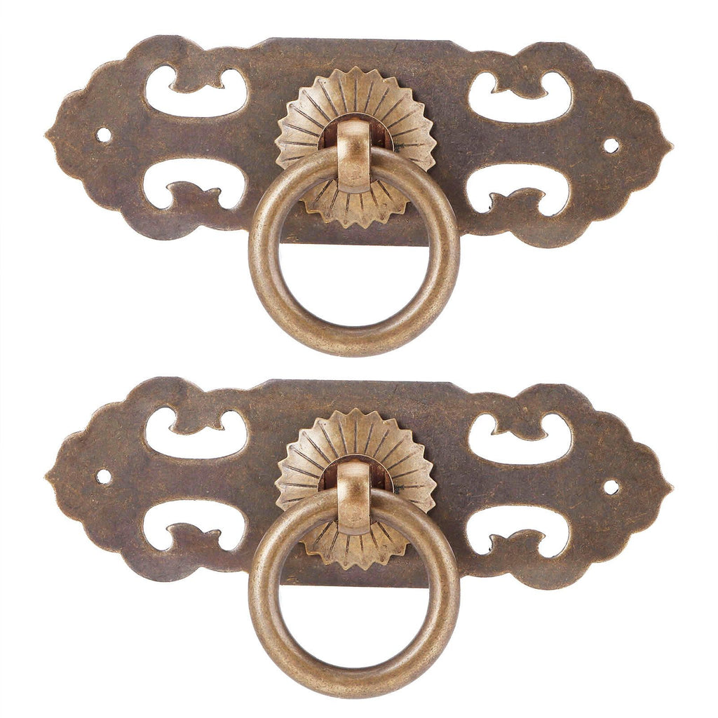 2 Sets 90mm Drawer Horizontal Handle Copper Antique Hollow Cabinet Handle Pull Furniture Parts