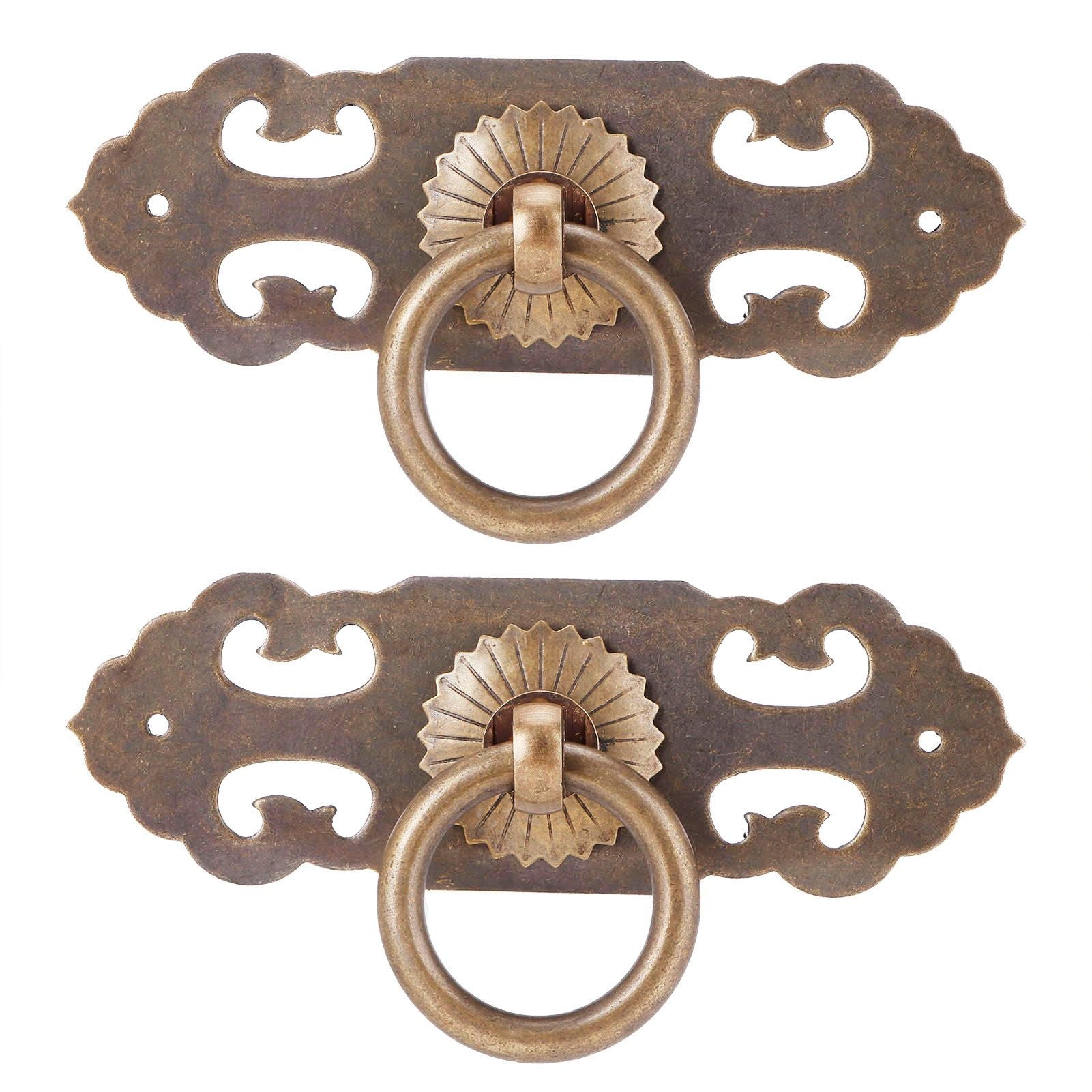 2 Sets 90mm Drawer Horizontal Handle Copper Antique Hollow Cabinet Handle Pull Furniture Parts