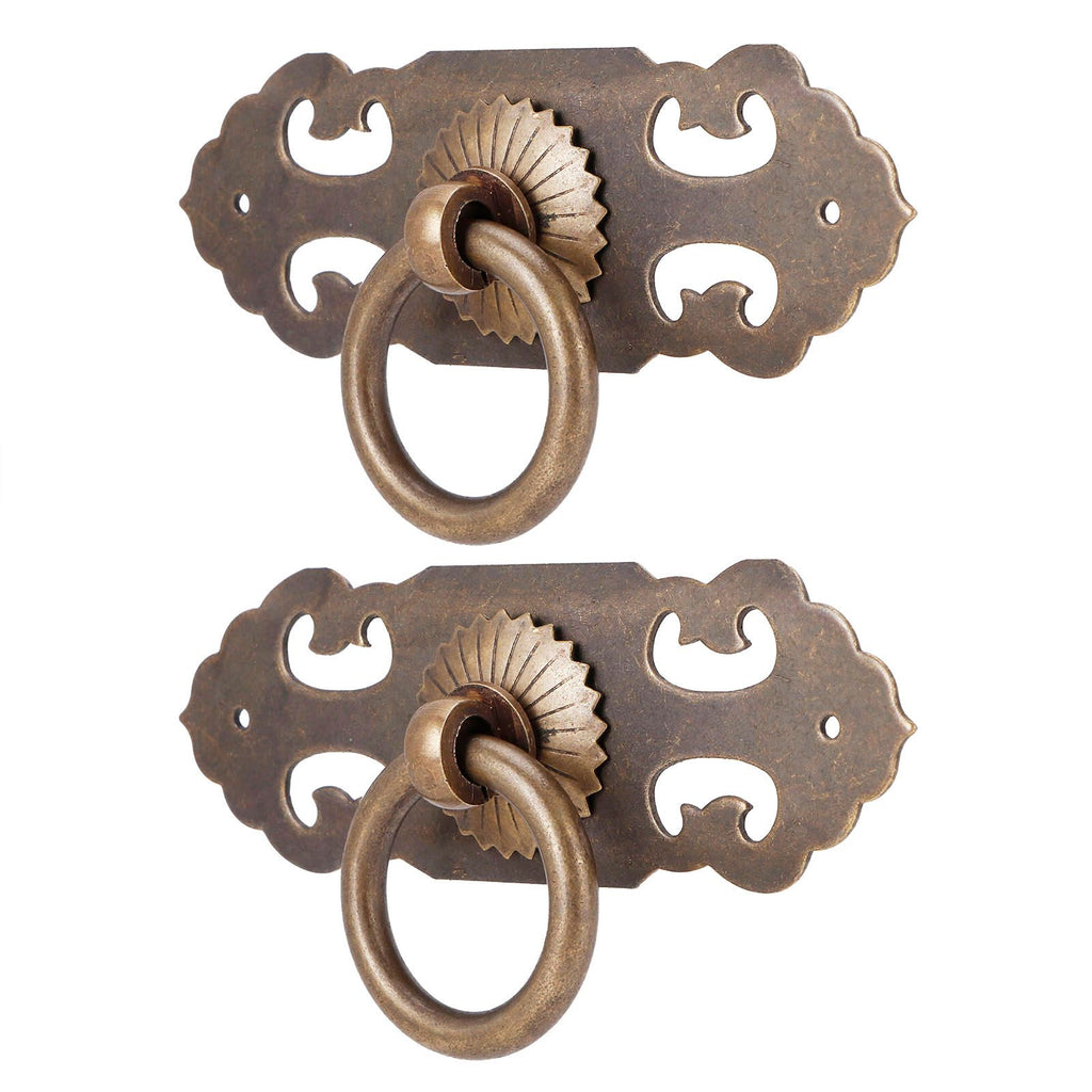 2 Sets 90mm Drawer Horizontal Handle Copper Antique Hollow Cabinet Handle Pull Furniture Parts