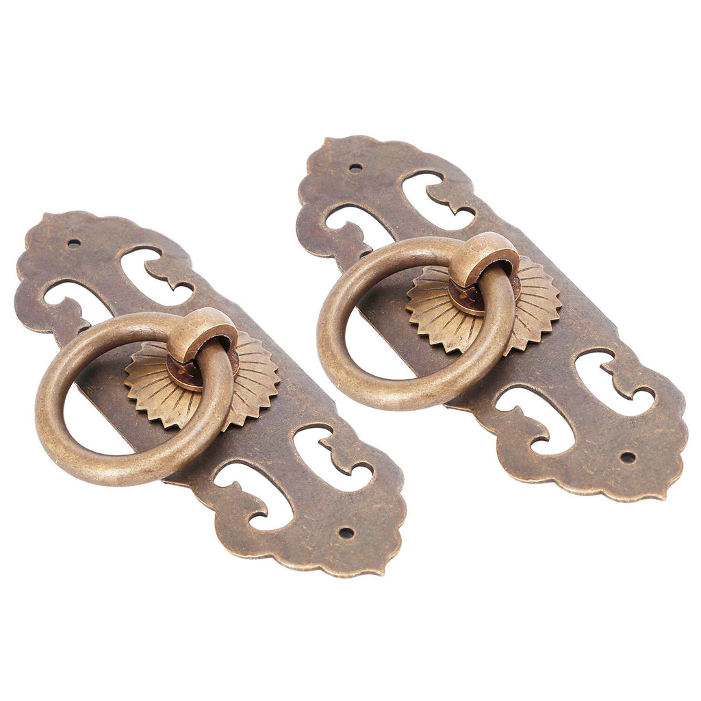 2 Sets 90mm Drawer Horizontal Handle Copper Antique Hollow Cabinet Handle Pull Furniture Parts