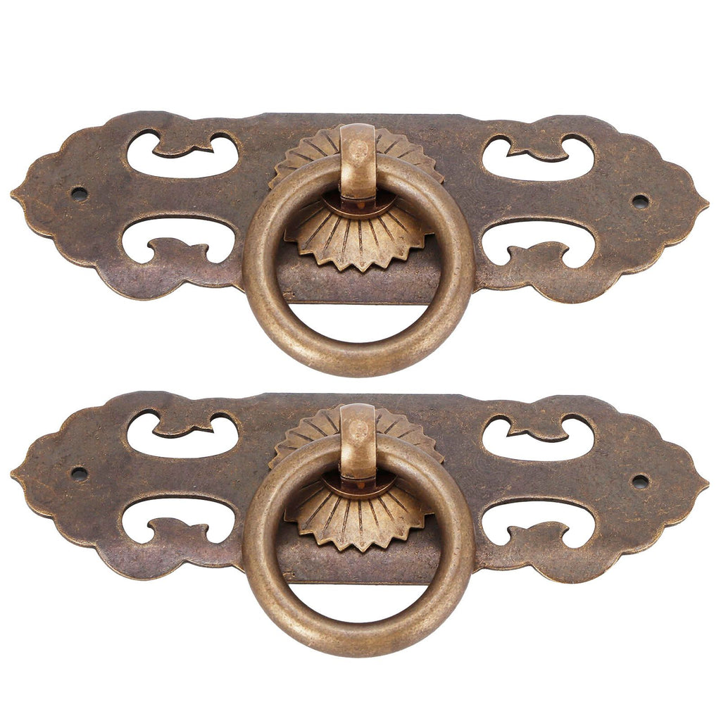 2 Sets 90mm Drawer Horizontal Handle Copper Antique Hollow Cabinet Handle Pull Furniture Parts