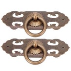 2 Sets 90mm Drawer Horizontal Handle Copper Antique Hollow Cabinet Handle Pull Furniture Parts