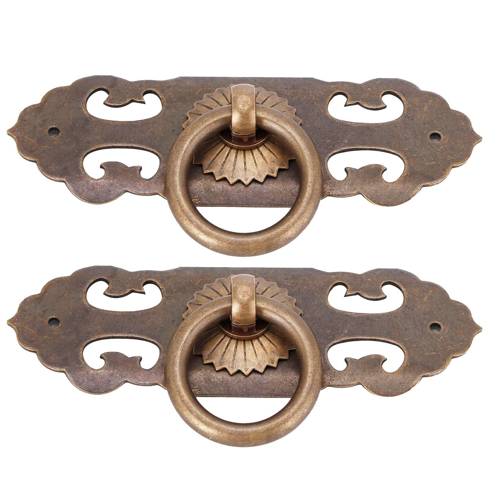 2 Sets 90mm Drawer Horizontal Handle Copper Antique Hollow Cabinet Handle Pull Furniture Parts