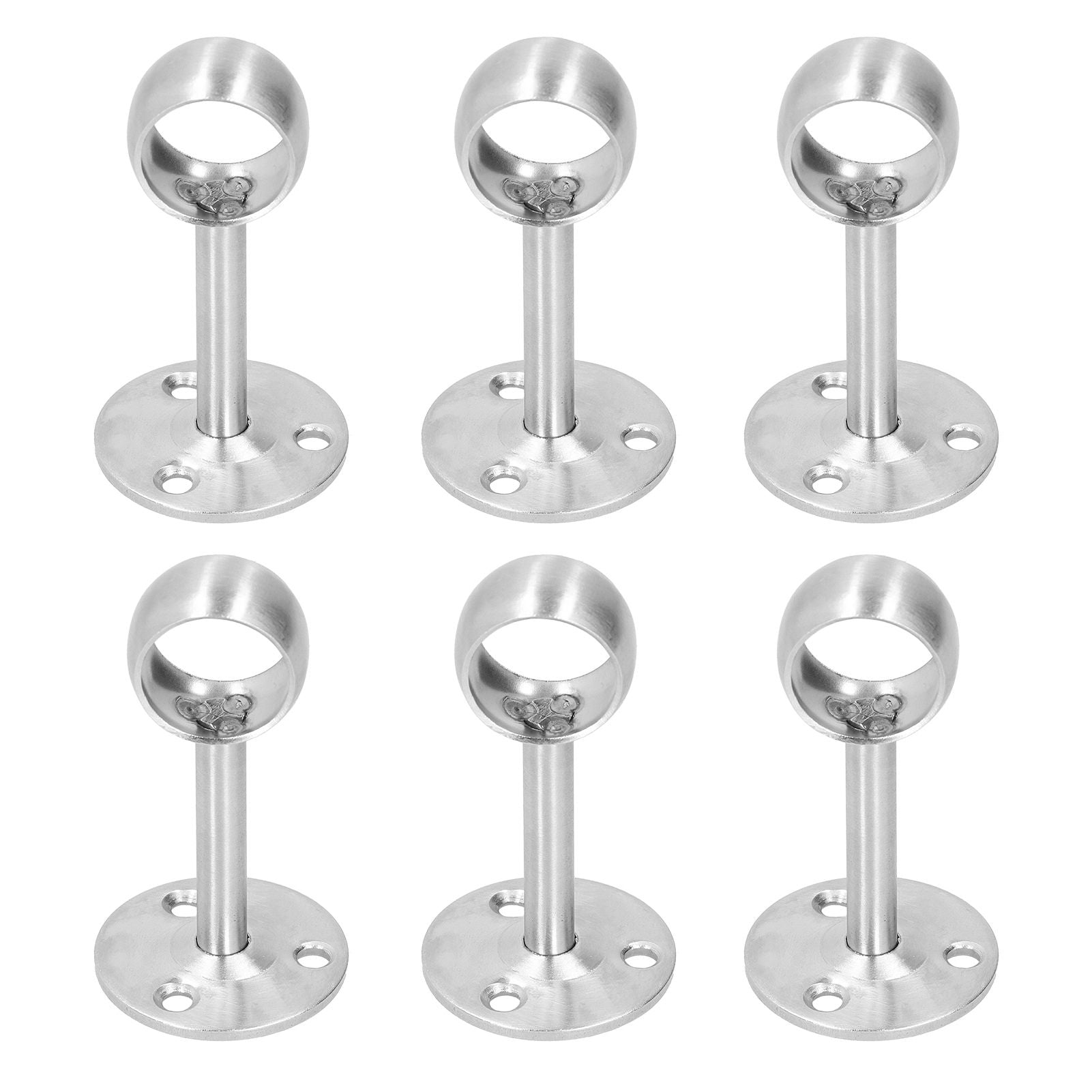 6Pcs Flanged Socket Stainless Steel Curtain Rod Brackets Wardrobe Pole Holder Hardware Fitting(22 AllPass )