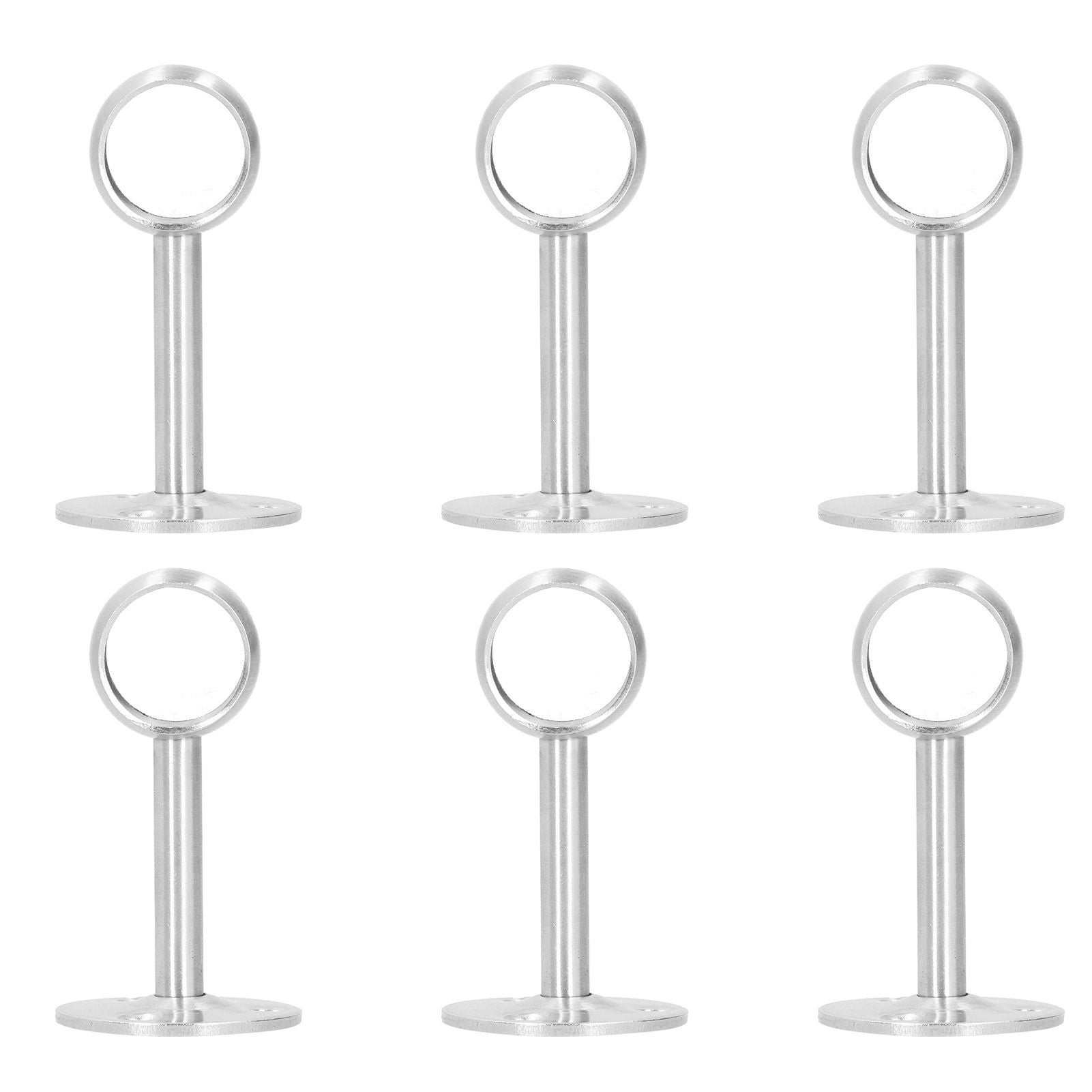 6Pcs Flanged Socket Stainless Steel Curtain Rod Brackets Wardrobe Pole Holder Hardware Fitting(22 AllPass )