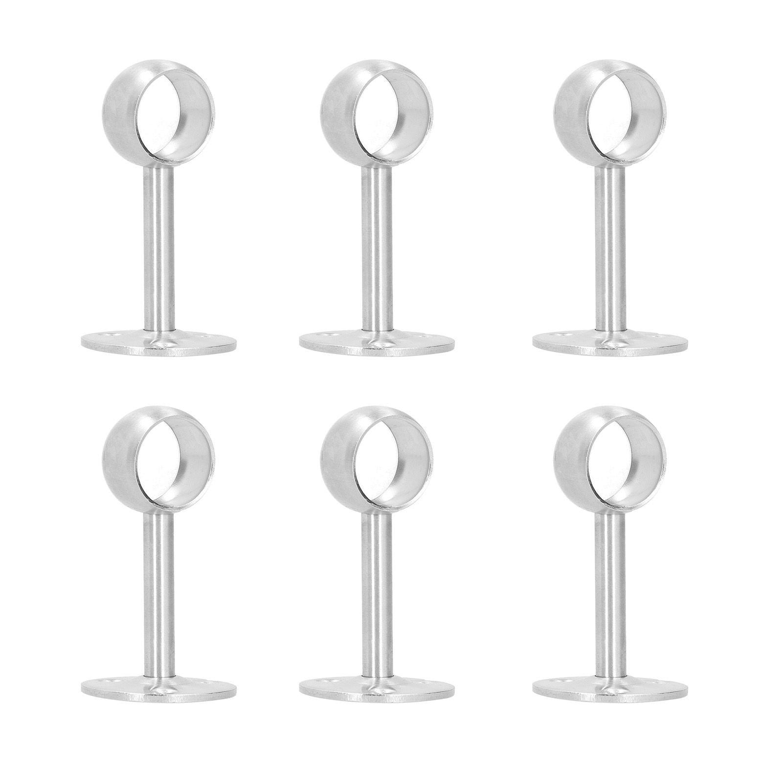 6Pcs Flanged Socket Stainless Steel Curtain Rod Brackets Wardrobe Pole Holder Hardware Fitting(22 AllPass )