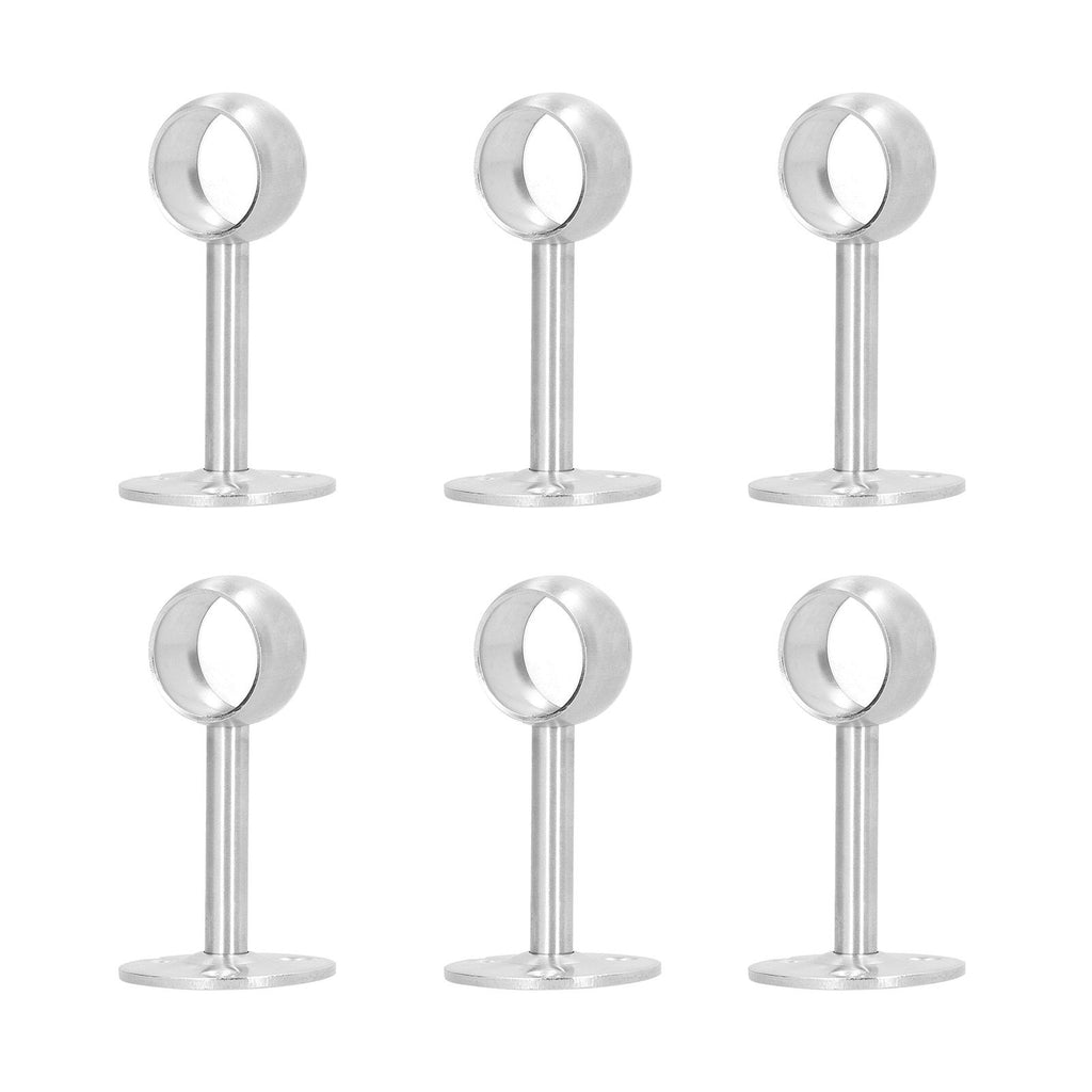 6Pcs Flanged Socket Stainless Steel Curtain Rod Brackets Wardrobe Pole Holder Hardware Fitting(22 AllPass )