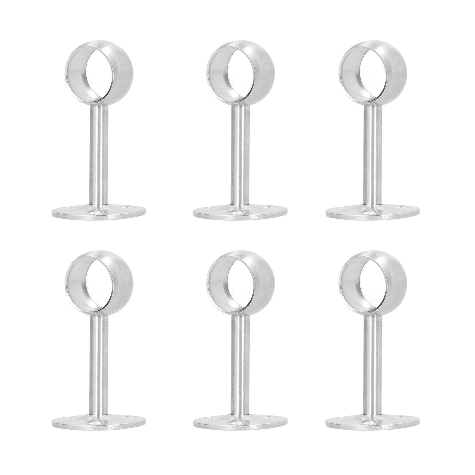 6Pcs Flanged Socket Stainless Steel Curtain Rod Brackets Wardrobe Pole Holder Hardware Fitting(22 AllPass )