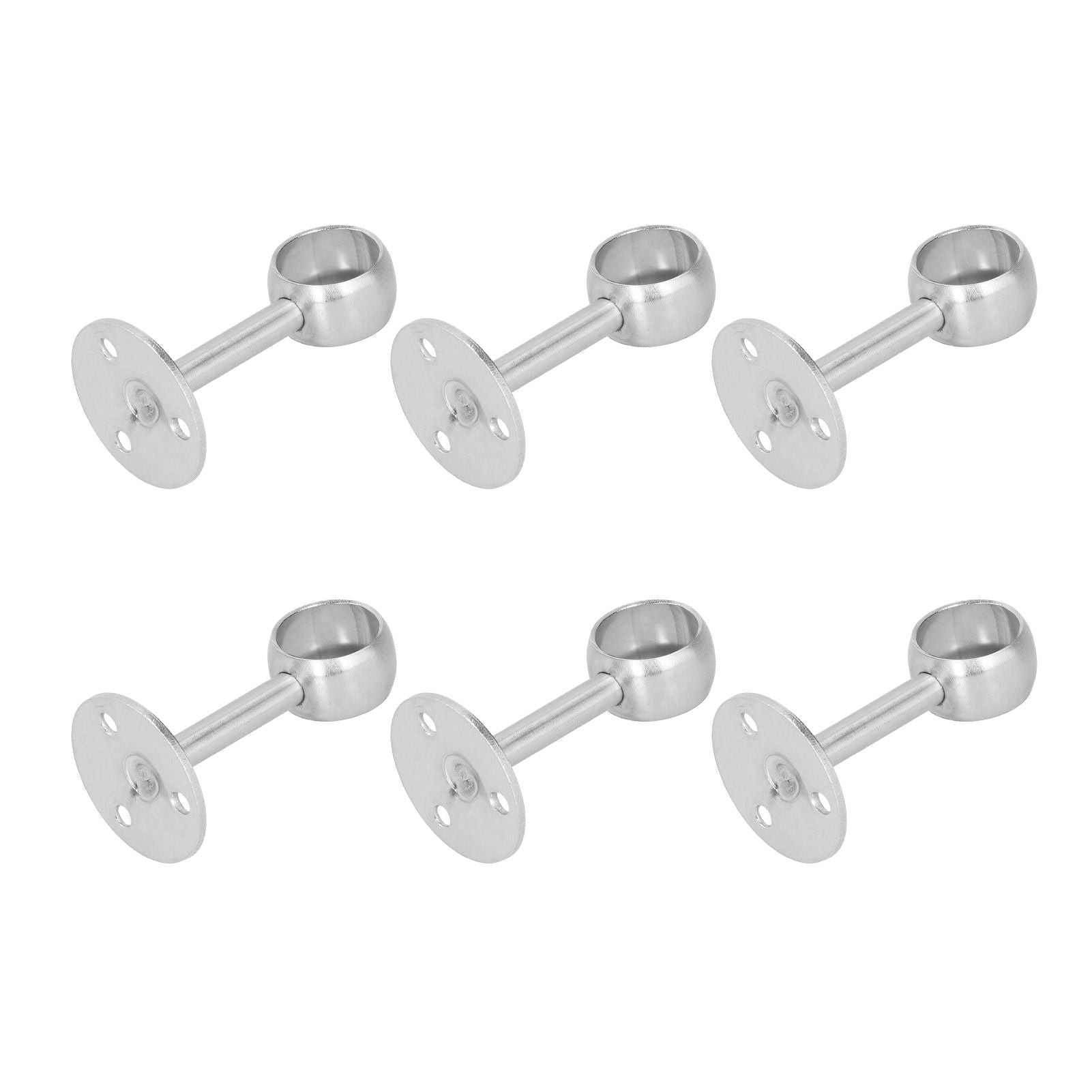 6Pcs Flanged Socket Stainless Steel Curtain Rod Brackets Wardrobe Pole Holder Hardware Fitting(22 AllPass )