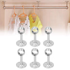 6Pcs Flanged Socket Stainless Steel Curtain Rod Brackets Wardrobe Pole Holder Hardware Fitting(22 AllPass )