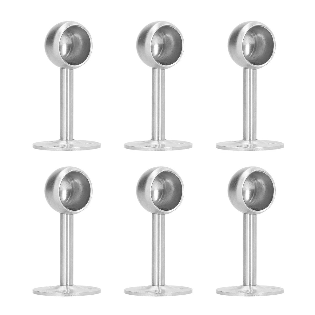 6Pcs Flanged Socket Stainless Steel Curtain Rod Brackets Wardrobe Pole Holder Hardware Fitting22 Half Pass
