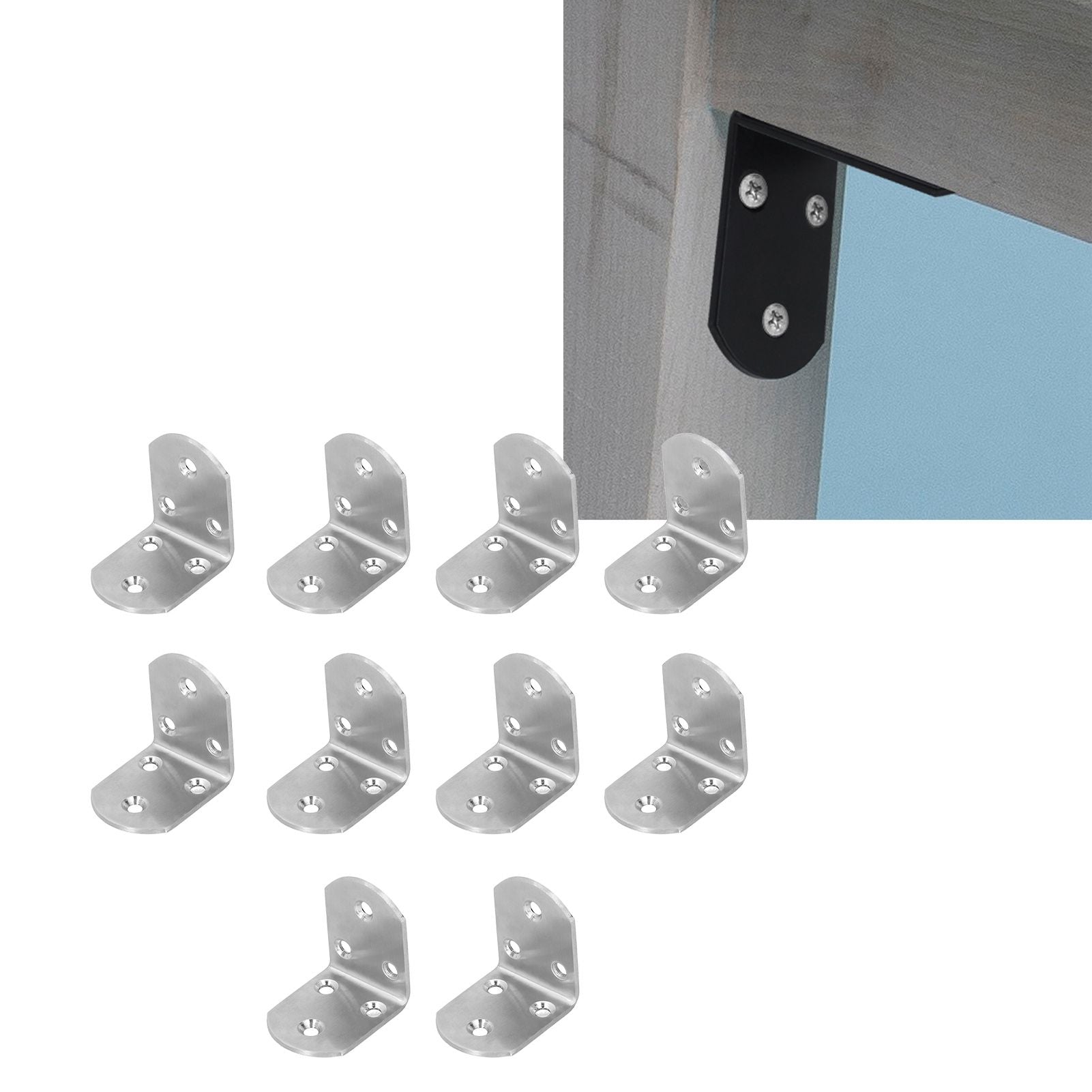10Pcs Corner Brace Stainless Steel Thicken Right Angle Bracket Connector for Shelf FurnitureS