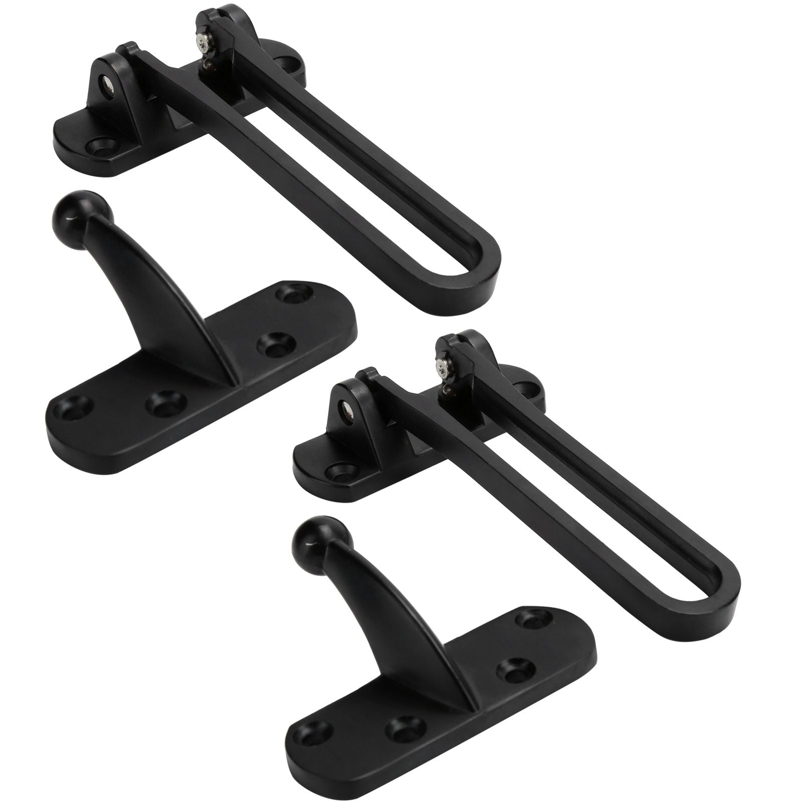 2Set Aluminum Alloy Antitheft Door Buckle Safety Chain Atype Bolt Anti Lock Insurance(black )