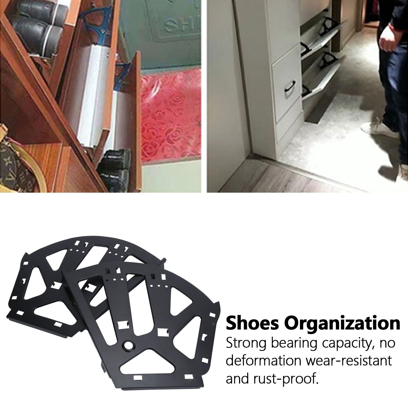 Shoes Cabinet Hinge Cold Rolled Steel 3-Layers Shoe Drawer Flip Rack Accessory Black