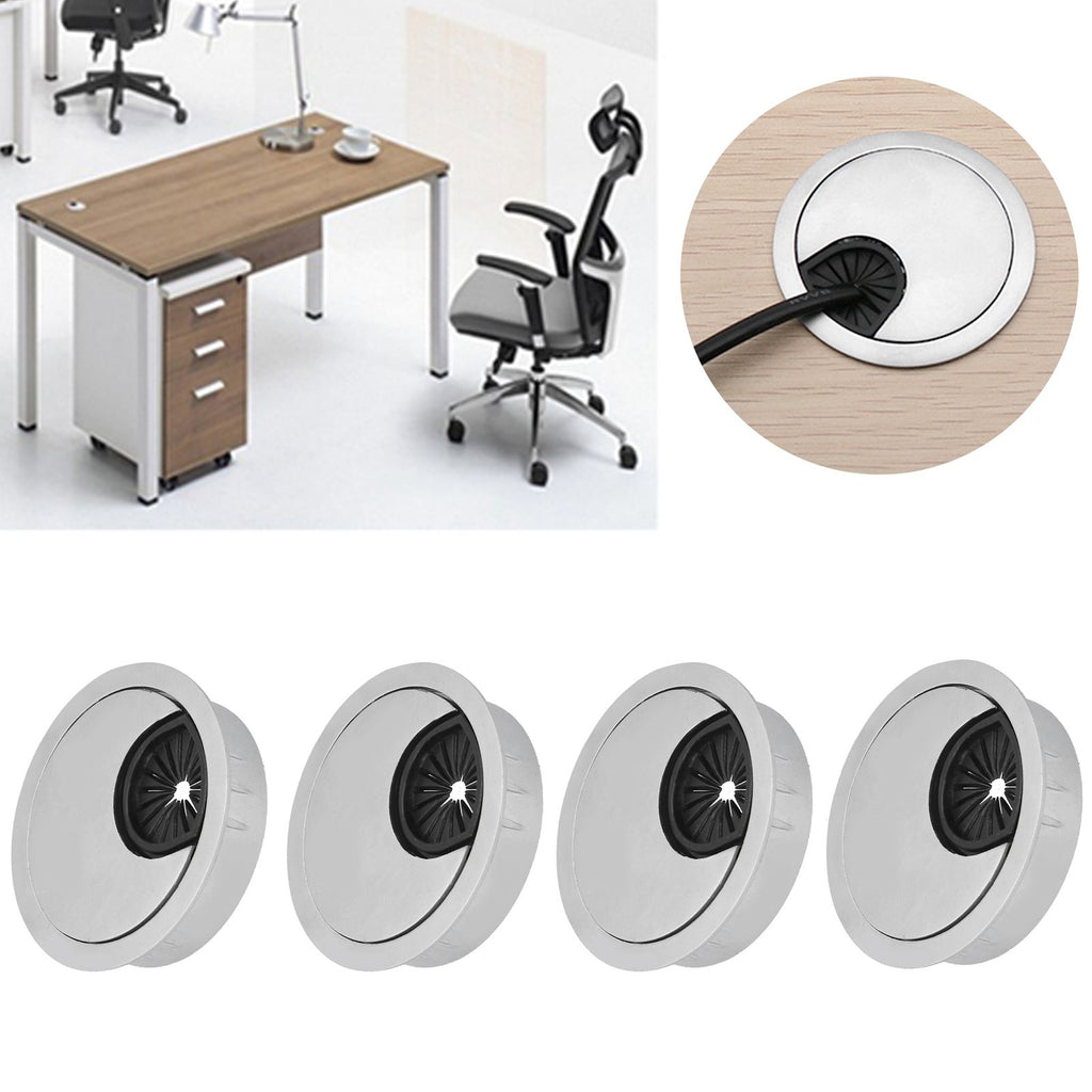 4 Set Desk Cable Wire Grommet PC Computer Desk Cord Grommet Cable Hole Cover Organizers50 Brushed