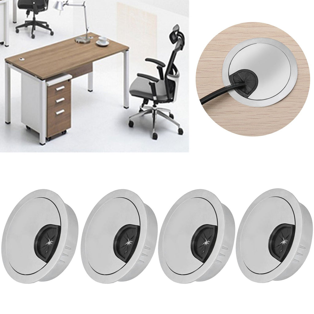4 Set Desk Cable Wire Grommet PC Computer Desk Cord Grommet Cable Hole Cover Organizers53 Brushed
