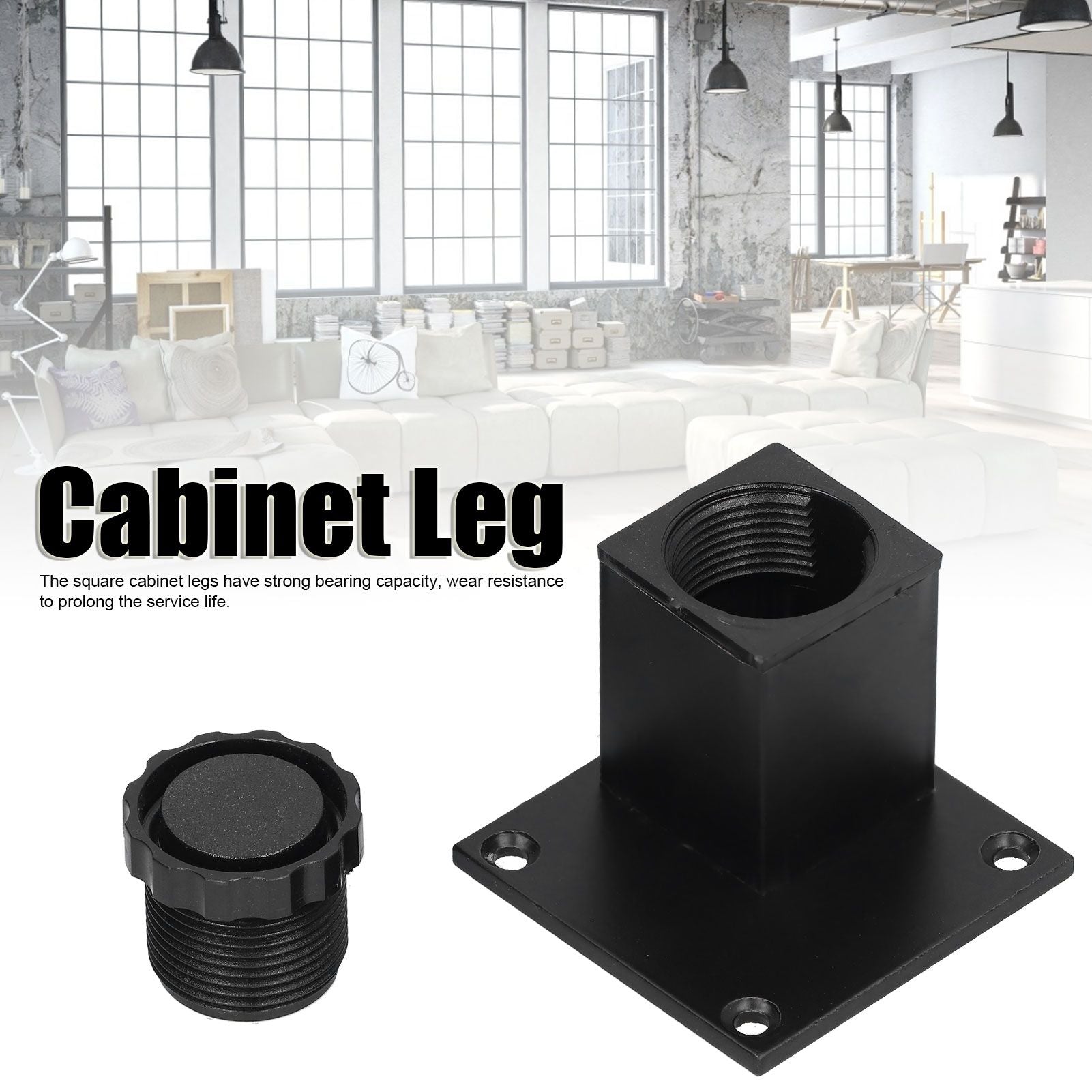 4Pcs/Set Furniture Leg Adjustable Height Aluminum Alloy Square Support for Sofa Cabinet60mm