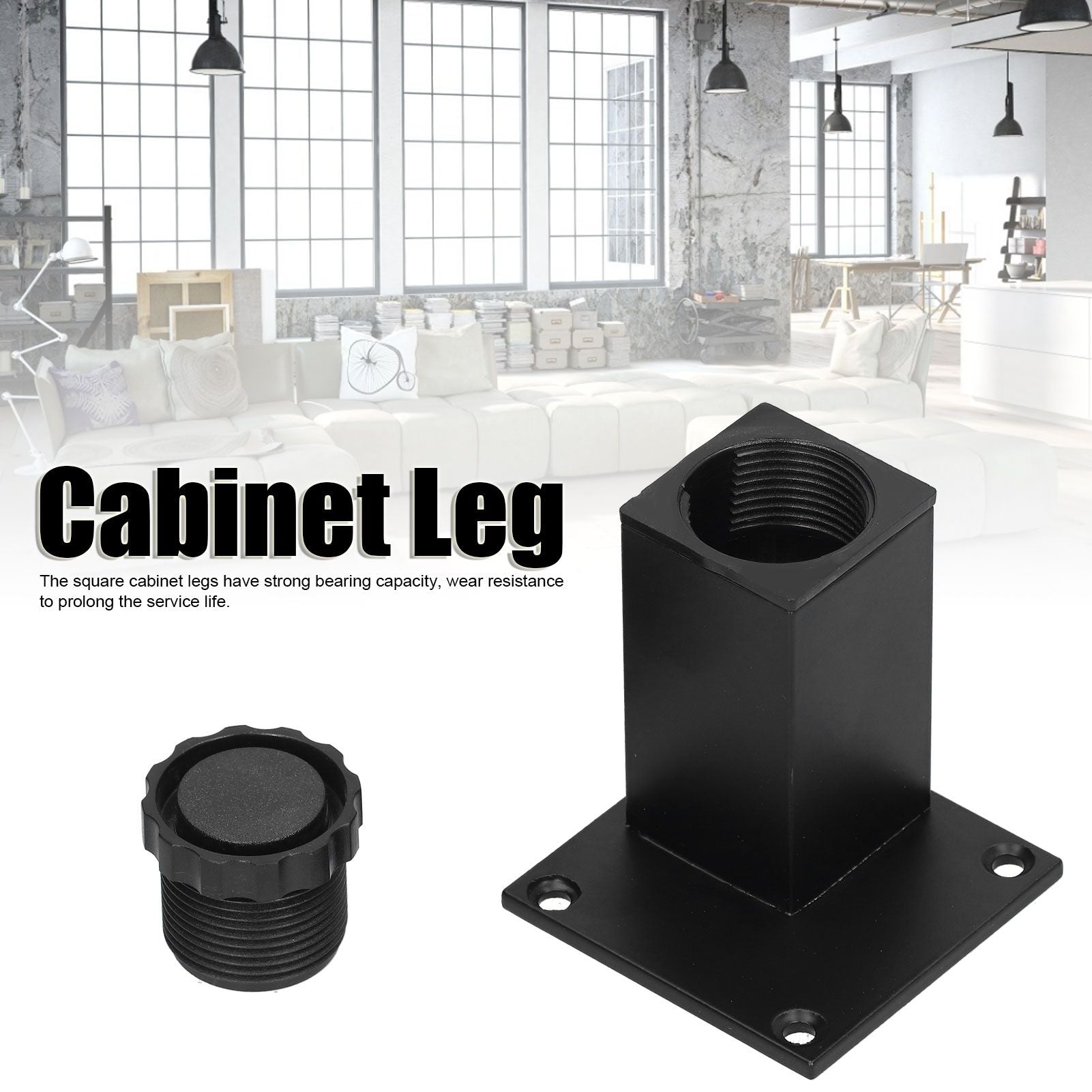 4Pcs/Set Furniture Leg Adjustable Height Aluminum Alloy Square Support for Sofa Cabinet80mm