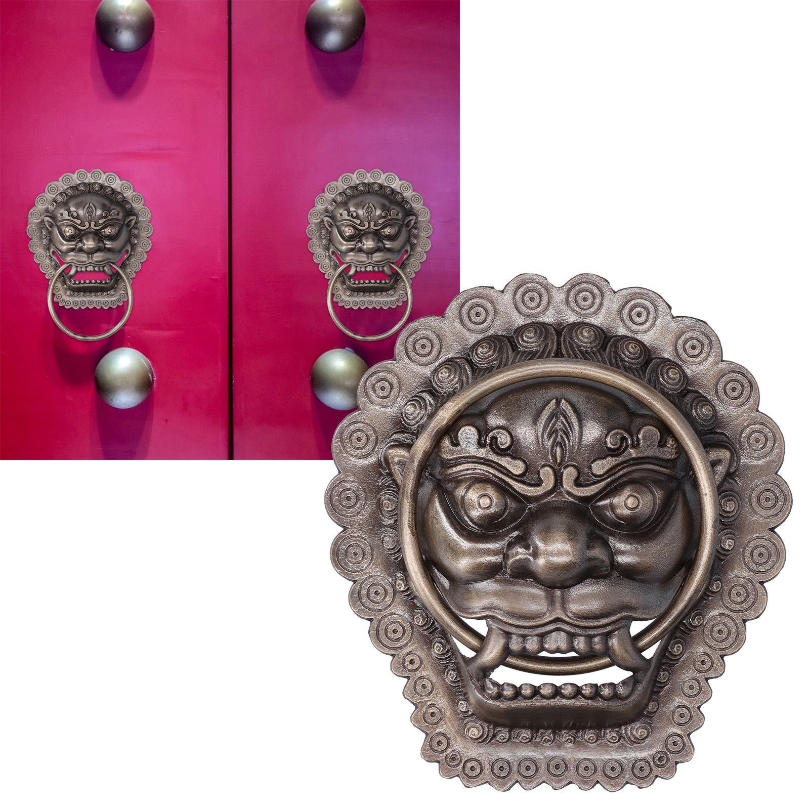 Chinese Style Door Knocker Antique Animal Head Door Ring Wooden Door Pull Ring Replacement Parts