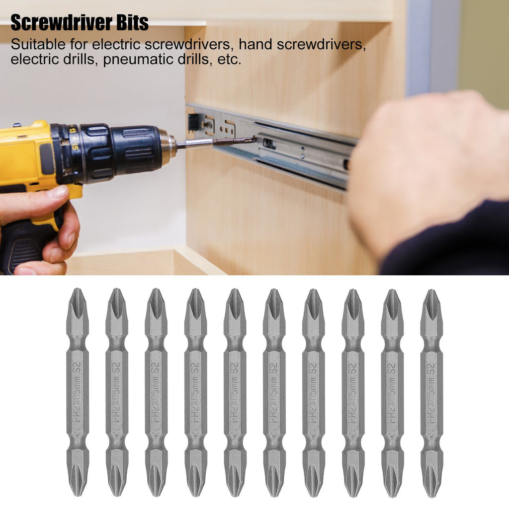 65mm PH2 Screwdriver Bits Magnetic Electric Screwdriver Head S2 DoubleHead Cross Bit(Sand Blast )