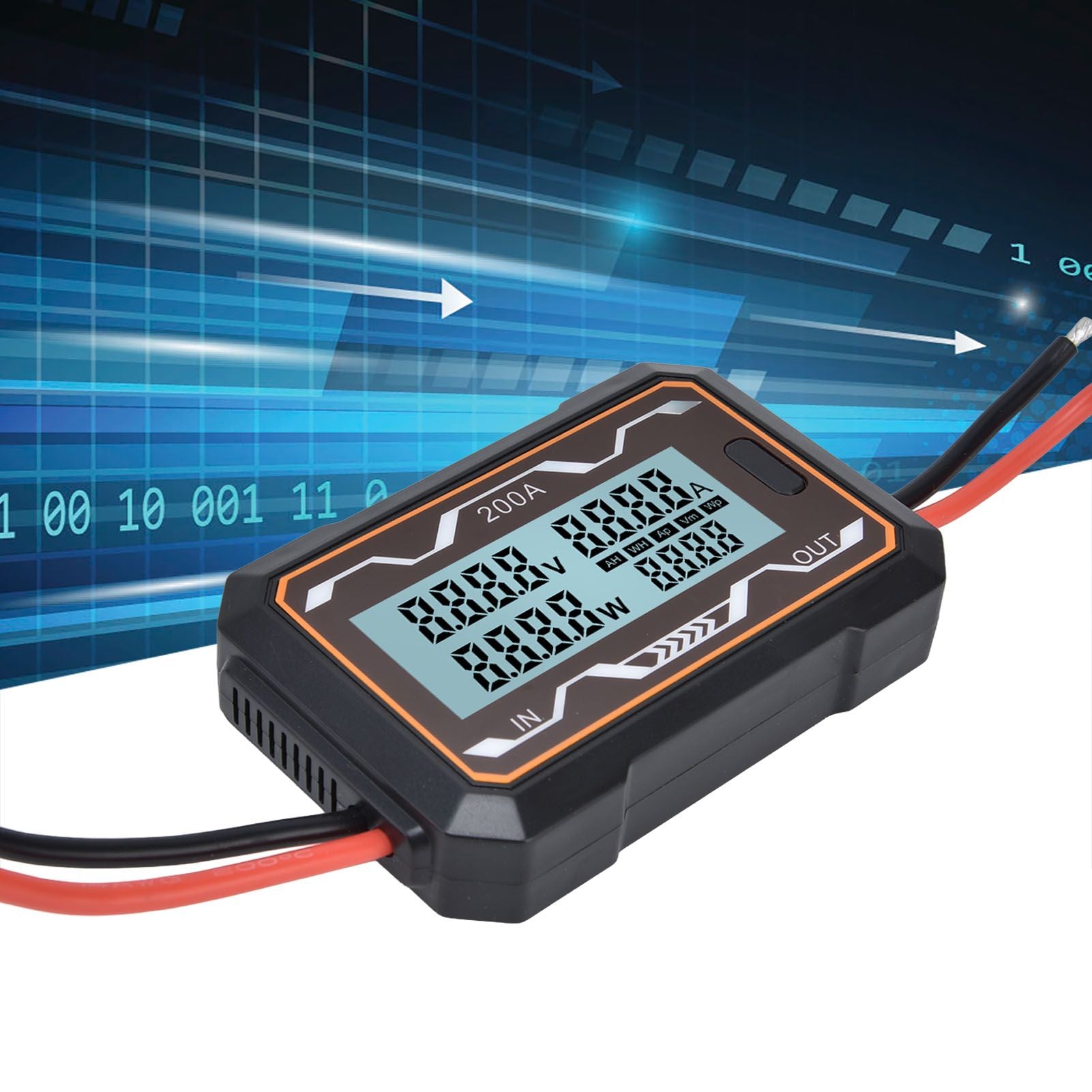 DC Power Meter Backlight Setting Large Screen Display Multifunctional Power Tester for Solar Energy Systems 0 to 60V200A