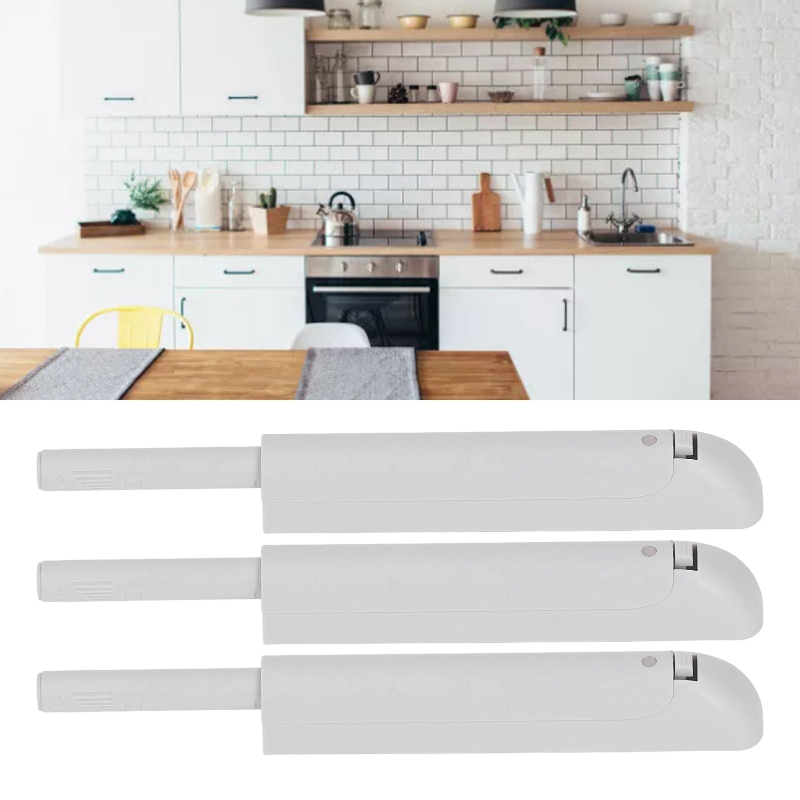 3Pcs Push Latch Widely Used Oxidation Resistant Door Latch Damper for Cabinet Door Closet Gray