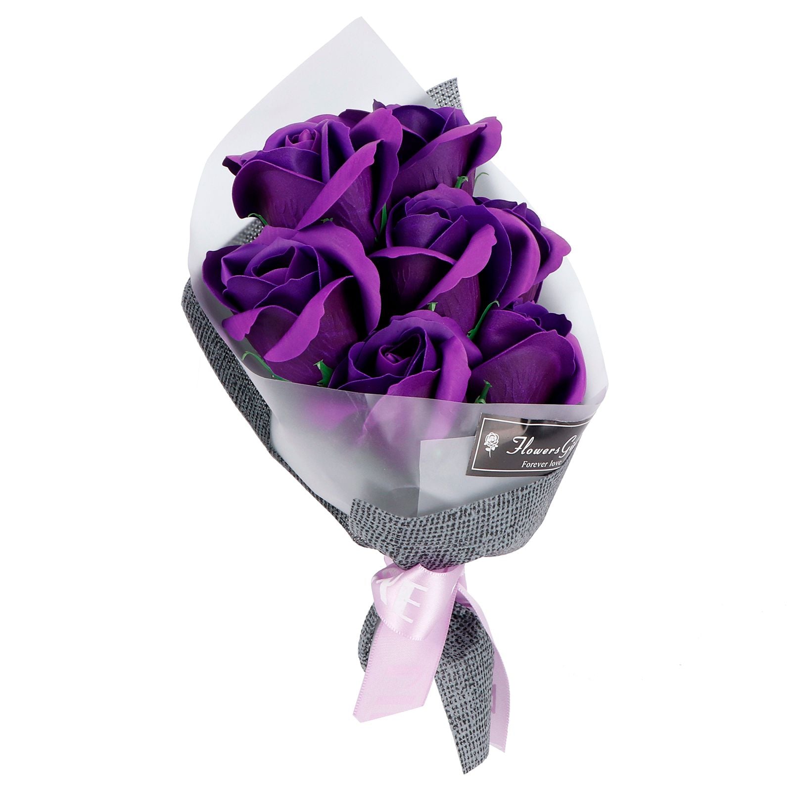 Rose Bouquet Artificial Fake Soap Flower Bunch for Wedding Ceremony Valentine's Day GiftPurple