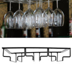 Wine Glass Rack Under Cabinet Stemware Holder Storage Hanger Metal Organizer for Bar Kitchen3 Slot 30x22.5cm Black