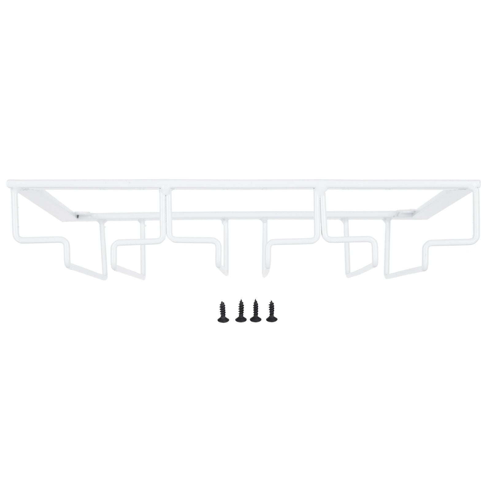 Wine Glass Rack Under Cabinet Stemware Holder Storage Hanger Metal Organizer for Bar Kitchen3 Slot 30x22.5cm White
