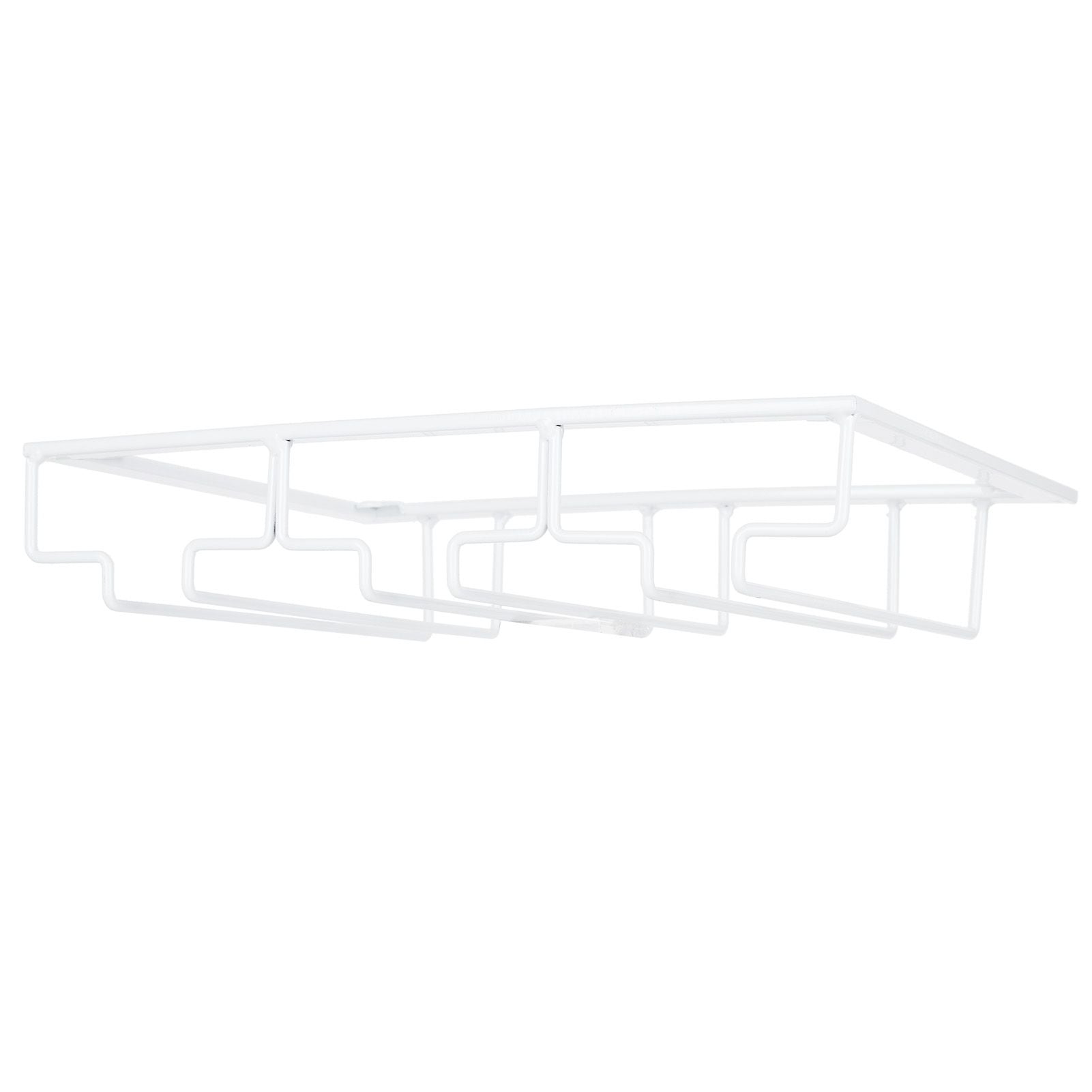 Wine Glass Rack Under Cabinet Stemware Holder Storage Hanger Metal Organizer for Bar Kitchen3 Slot 30x22.5cm White