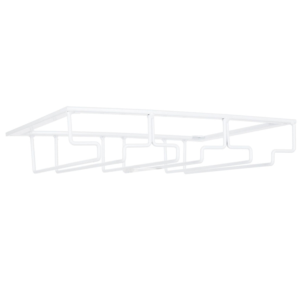 Wine Glass Rack Under Cabinet Stemware Holder Storage Hanger Metal Organizer for Bar Kitchen3 Slot 30x22.5cm White