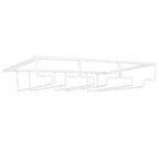 Wine Glass Rack Under Cabinet Stemware Holder Storage Hanger Metal Organizer for Bar Kitchen3 Slot 30x22.5cm White