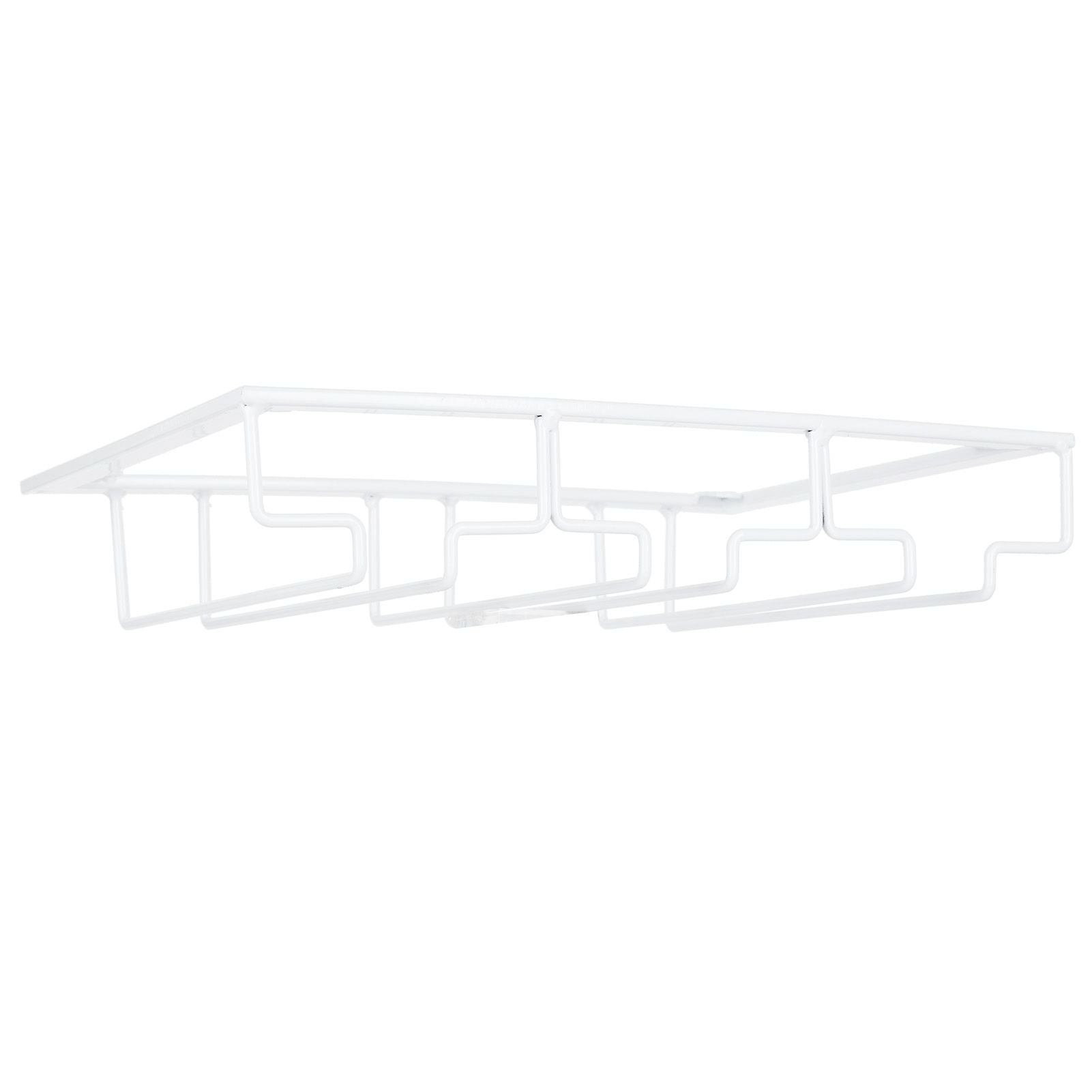 Wine Glass Rack Under Cabinet Stemware Holder Storage Hanger Metal Organizer for Bar Kitchen3 Slot 30x22.5cm White