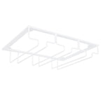 Wine Glass Rack Under Cabinet Stemware Holder Storage Hanger Metal Organizer for Bar Kitchen3 Slot 30x22.5cm White