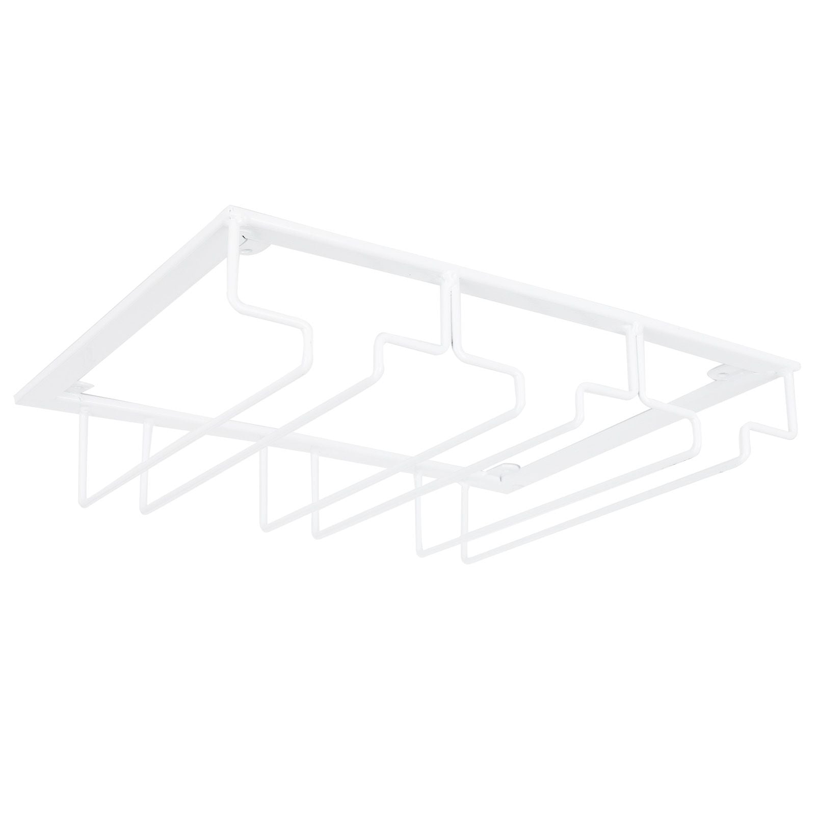 Wine Glass Rack Under Cabinet Stemware Holder Storage Hanger Metal Organizer for Bar Kitchen3 Slot 30x22.5cm White