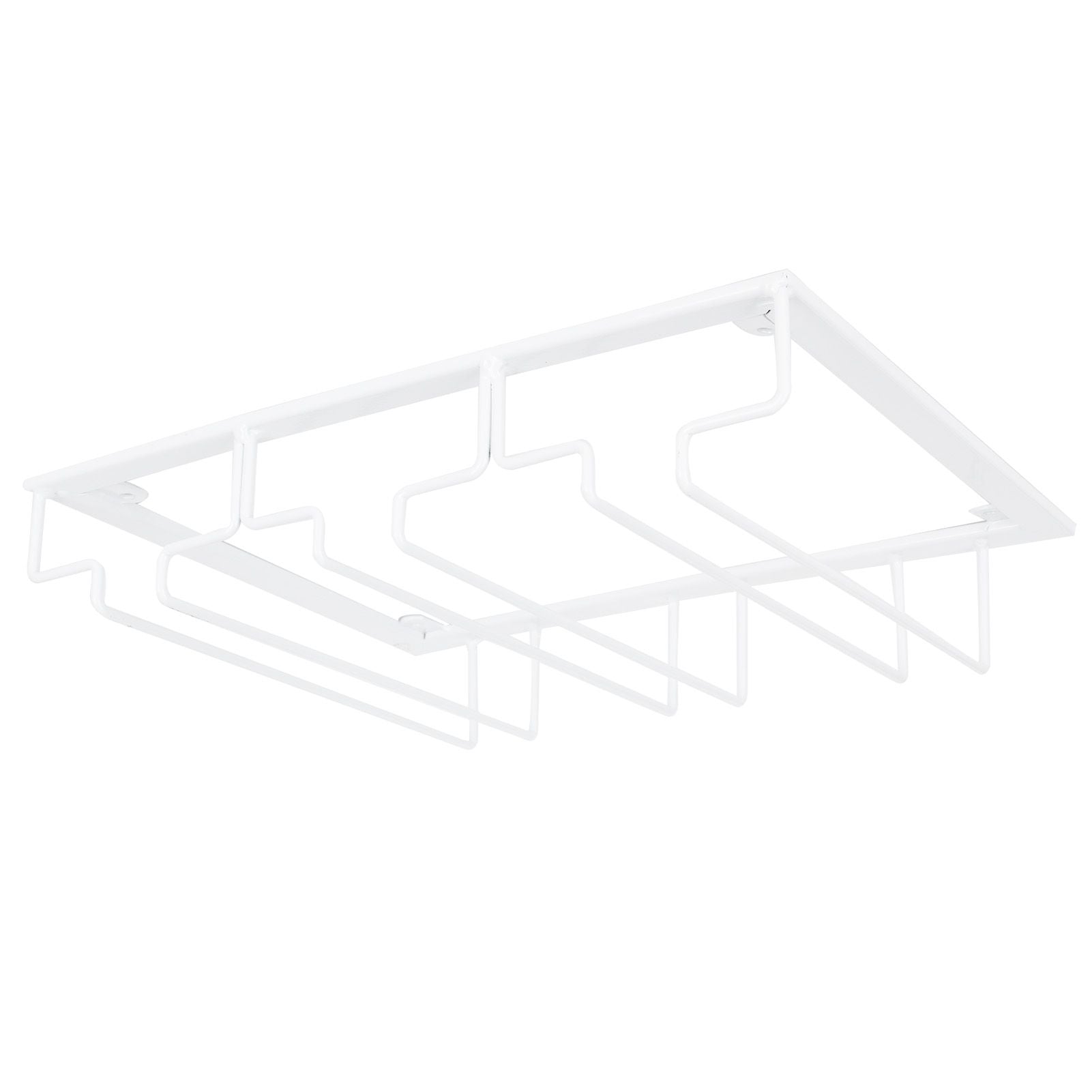 Wine Glass Rack Under Cabinet Stemware Holder Storage Hanger Metal Organizer for Bar Kitchen3 Slot 30x22.5cm White