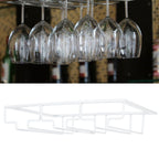 Wine Glass Rack Under Cabinet Stemware Holder Storage Hanger Metal Organizer for Bar Kitchen3 Slot 30x22.5cm White