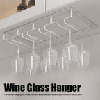 Wine Glass Rack Under Cabinet Stemware Holder Storage Hanger Metal Organizer for Bar Kitchen3 Slot 30x22.5cm White