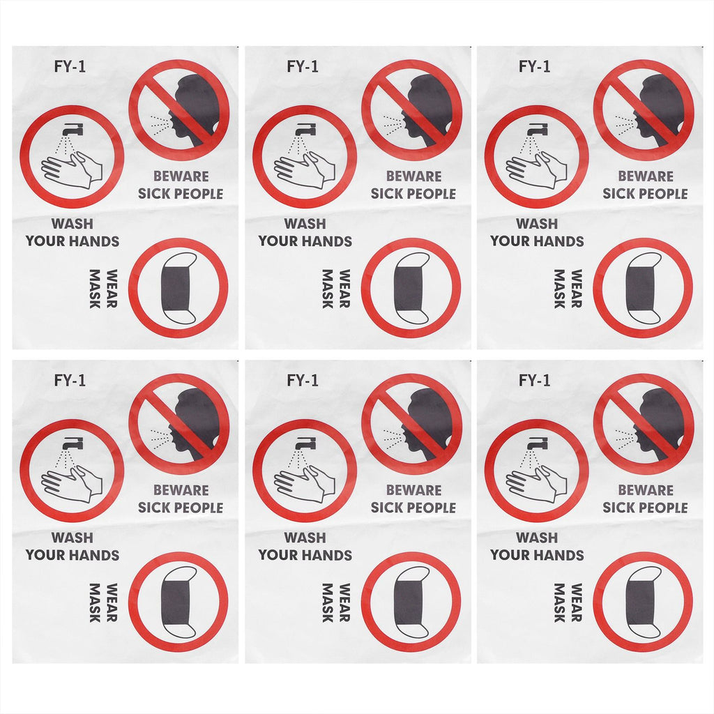 6PCS Caution Notice English Reminder Slogan Wall Sticker Sign for Hospital Company School