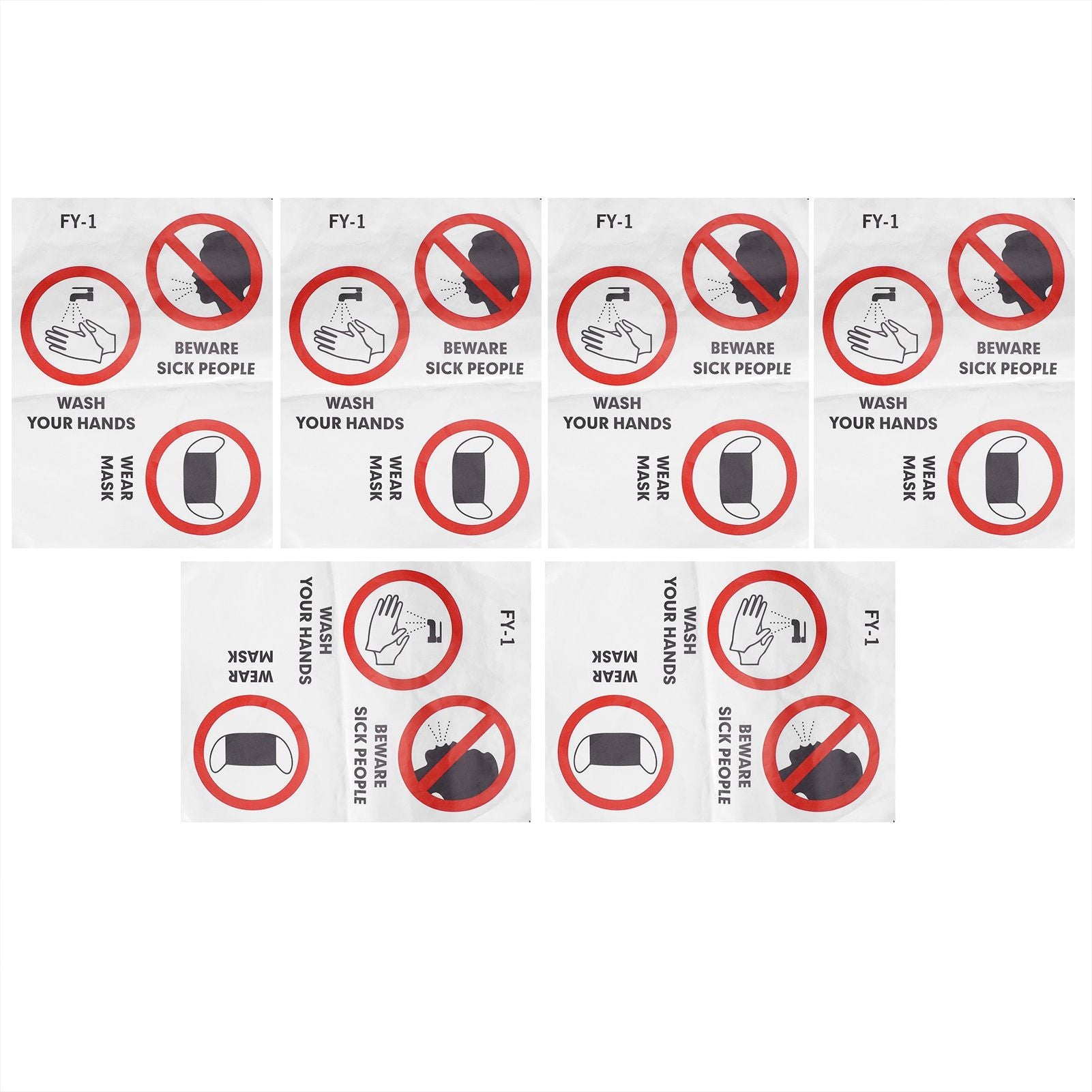 6PCS Caution Notice English Reminder Slogan Wall Sticker Sign for Hospital Company School